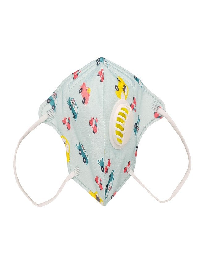 VRITRAZ PM 2.5 Kids Child Children Anti-Pollution Activated Carbon Face Mask with Breathing Valve (Blue, Pack of 2) - Image 3